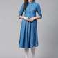 Jompers Women Blue Woven Design Jacquard Weave A-Line Kurta (JOK 1330 Green)