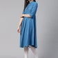 Jompers Women Blue Woven Design Jacquard Weave A-Line Kurta (JOK 1330 Green)