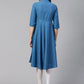 Jompers Women Blue Woven Design Jacquard Weave A-Line Kurta (JOK 1330 Green)