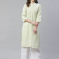 Women Lime Green & White Chikankari Embroidered Kurta with Palazzos ( JOKPL C-W 1351 Green )