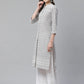 Women Grey & White Chikankari Embroidered Kurta with Palazzos ( JOKPL C-W 1351 Grey )