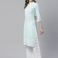 Women Sky Blue & White Chikankari Embroidered Kurta with Palazzos ( JOKPL C-W 1351 Lime )