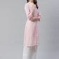 Women Pink & White Chikankari Embroidered Kurta with Palazzos ( JOKPL C-W 1351 Pink )