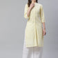 Women Yellow & White Chikankari Embroidered Kurta with Palazzos ( JOKPL C-W 1351 Yellow )