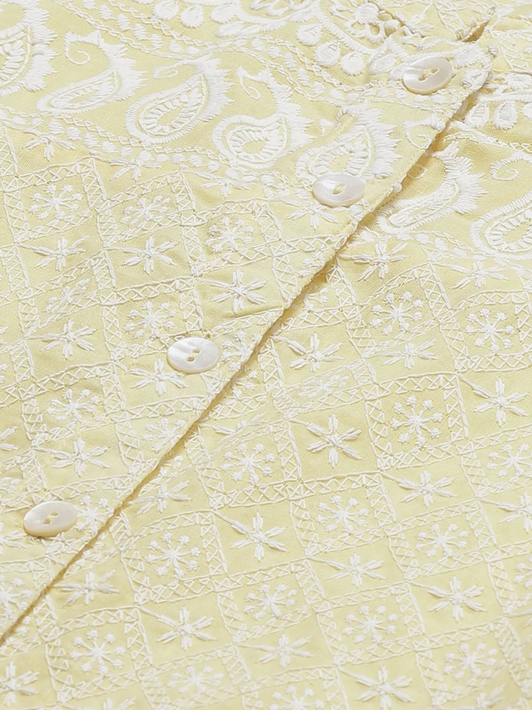 Women Yellow & White Chikankari Embroidered Kurta with Palazzos ( JOKPL C-W 1351 Yellow )