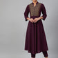 Jompers Women Purple Embroidered Yoke Design A-Line Kurta (JOK 1352 Purple)