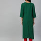 Jompers Women Green & Peach-Coloured Yoke Embroidered Straight Kurta ( JOK 1355 Green )