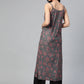 Jompers Women Charcoal Grey & Pink Printed Straight Kurta ( JOK 1363 Grey )