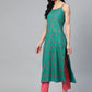 Jompers Women Rama Green & Pink Printed Straight Kurta ( JOK 1363 Rama )