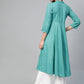 ompers Women Green & White Woven Design Jacquard A-Line Kurta ( JOK 1364 Rama )