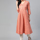 Jompers Women Orange Woven Design Flaired Kurta ( JOK 1365 Orange )