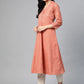Jompers Women Orange Woven Design Flaired Kurta ( JOK 1365 Orange )