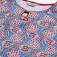 Jompers Women Blue & Red Ethnic Motifs Printed Keyhole Neck Kurta ( JOK 1367 Sky )