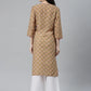 Jompers Women Yellow & Maroon Floral Printed Keyhole Neck Kurta ( JOK 1367 Yellow )