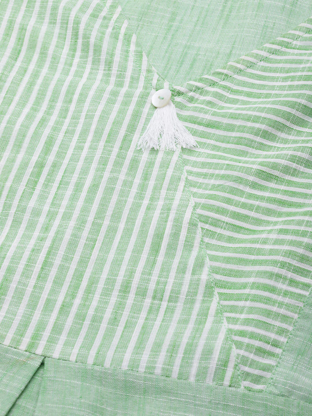 Jompers Women Green Pure Cotton Striped Pleated Kurta ( JOK 1369 Green )