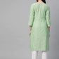 Jompers Women Green Pure Cotton Striped Pleated Kurta ( JOK 1369 Green )
