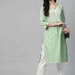 Jompers Women Green Pure Cotton Striped Pleated Kurta ( JOK 1369 Green )