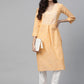 Jompers Women Yellow Pure Cotton Striped Pleated Kurta ( JOK 1369 Orange )