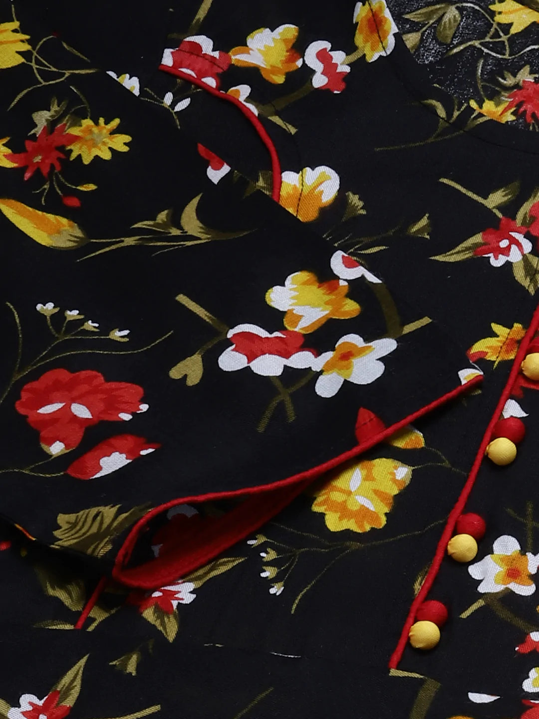 Jompers Women Black & Red Floral Printed Floral Anarkali Kurta ( JOK 1370 Black )