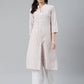 Jompers Women White & Orange Striped Indigo Fusion Kurta ( JOK 1371 White )