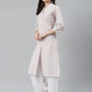 Jompers Women White & Orange Striped Indigo Fusion Kurta ( JOK 1371 White )