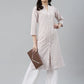 Jompers Women White & Orange Striped Indigo Fusion Kurta ( JOK 1371 White )
