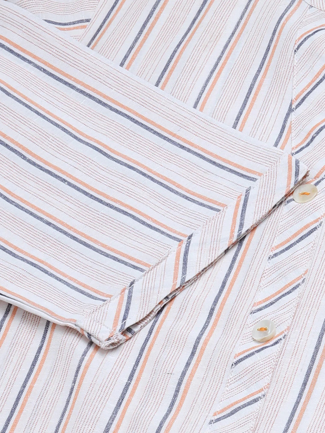 Jompers Women White & Orange Striped Indigo Fusion Kurta ( JOK 1371 White )