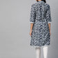 Jompers Women Navy Blue & Off White Ethnic Motifs Printed Kurta ( JOK 1375 Blue )