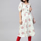 Jompers Women Green & Red Floral Printed A-Line Kurta ( JOK 1378 Green )