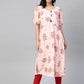 Jompers Women Pink & Red Floral Printed A-Line Kurta ( JOK 1378 Peach )