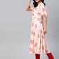 Jompers Women Pink & Red Floral Printed A-Line Kurta ( JOK 1378 Peach )