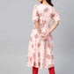 Jompers Women Pink & Red Floral Printed A-Line Kurta ( JOK 1378 Peach )