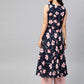 Jompers Women Navy Blue & Pink Floral Printed A-Line Kurta ( JOK 1380 Blue )