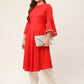 Jompers flared sleeves, pom-pom lace flared kurta ( JOK 1382 Red )