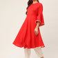Jompers flared sleeves, pom-pom lace flared kurta ( JOK 1382 Red )