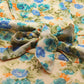 Jompers Women Beige, Blue & Green Floral Printed Georgette Kurta ( JOK 1388 Blue )