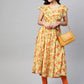 Jompers Women Beige, Orange & Green Floral Printed Georgette Kurta ( JOK 1388 Orange )