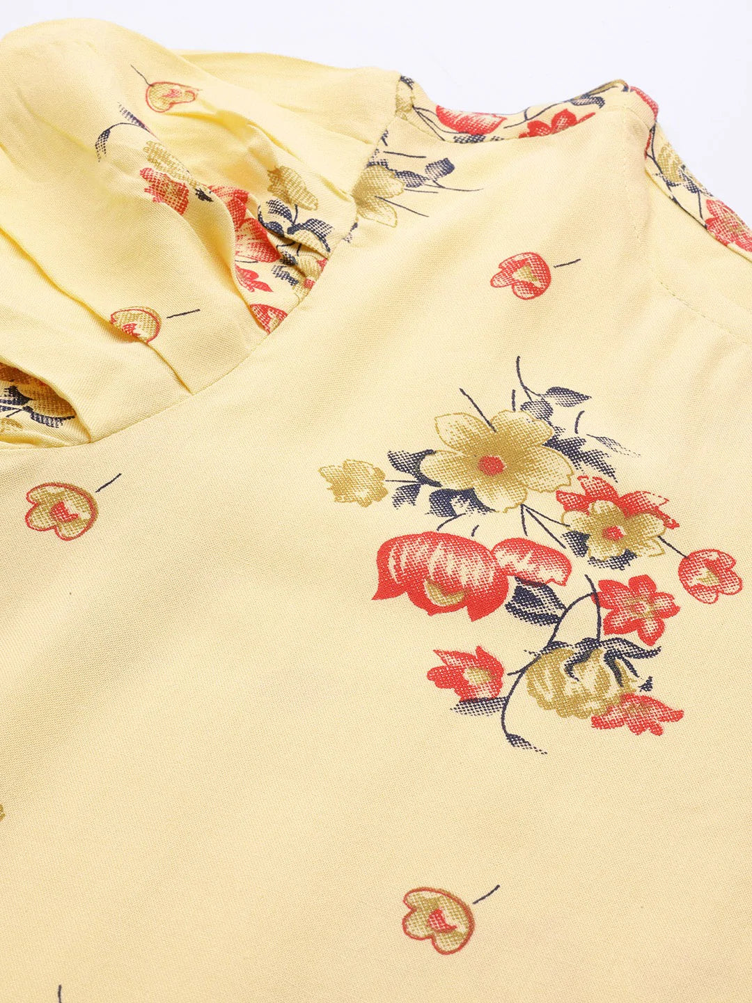 Jompers Women Yellow & Red Floral Printed Kurta ( JOK 1392 Yellow )