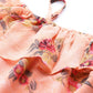Jompers Women Peach-Coloured & Grey Floral Print Off-Shoulder Straight Kurta ( JOK 1397 Orange )