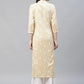 Women Yellow Ethnic Motifs Ikat Kurta with lace work ( JOK 1404 Yellow )