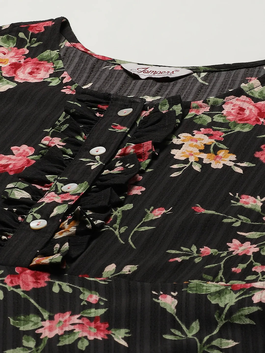 Women Black Floral Printed Floral Anarkali Kurta ( JOK 1406 Black )