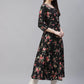 Women Black Floral Printed Floral Anarkali Kurta ( JOK 1406 Black )
