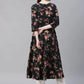 Women Black Floral Printed Floral Anarkali Kurta ( JOK 1406 Black )