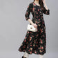 Women Black Floral Printed Floral Anarkali Kurta ( JOK 1406 Black )