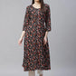 Jompers Women Black & Orange Floral Printed Floral Kurta ( JOK 1407 Black )