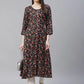 Jompers Women Black & Orange Floral Printed Floral Kurta ( JOK 1407 Black )