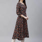 Jompers Women Black & Orange Floral Printed Floral Kurta ( JOK 1407 Black )