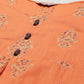 Women Orange & Grey Ethnic Motifs Printed Block Print Kurta with Box Pleate ( JOK 1408 Orange )