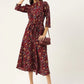 Women Maroon Flared Printed kurta ( JOK 1415 Black )