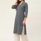 Women Indigo Blue Printed Straight Pure Cotton Kurta ( JOK 1419 Indigo )